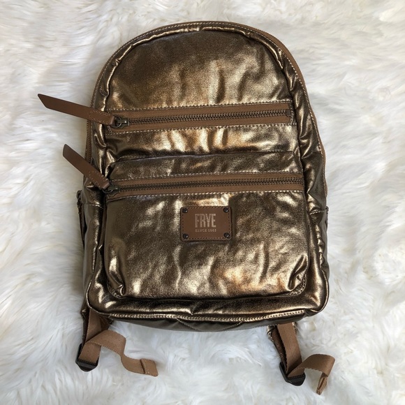 Frye Handbags - Frye Bronze Ivy Metallic Nylon Backpack NWT